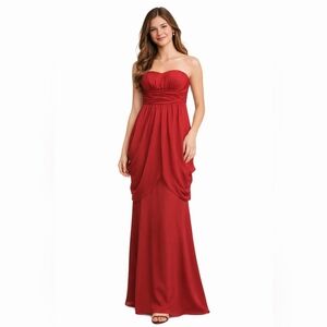 Hailey red satin chiffon strapless prom homecoming formal dress sz 8 gown